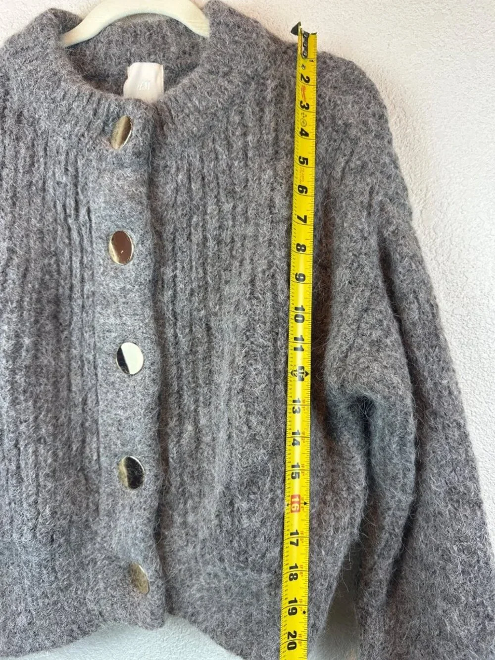 H&M Alpaca Blend Cardigan Sweater Gray Button Front Women’s Small Cozy Knit